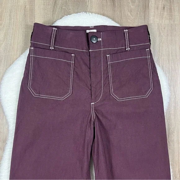 NWOT Maeve The Colette Crop Wide-Leg Pants Contrast-Stitch Edition Anthropologie - Picture 4 of 8